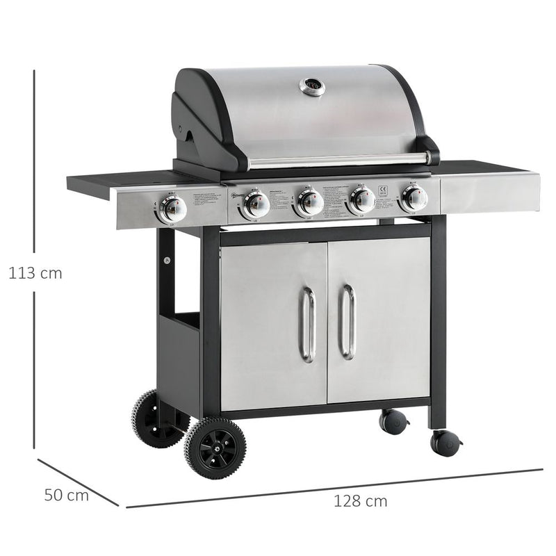 Premium Outdoor Gas BBQ Grill | 4+1 Burner Stainless Steel | 128x50x113cm | High-Quality and Durable