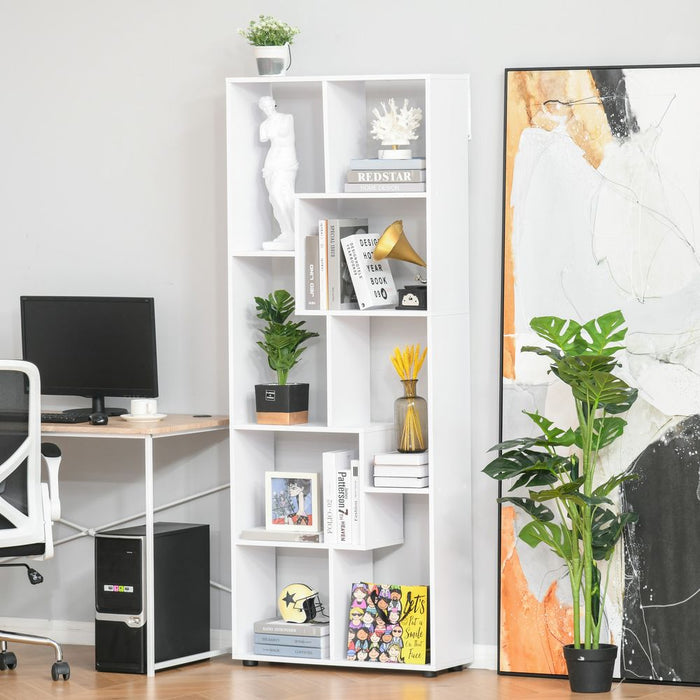 Elegant 8-Grid Bookshelf: Multipurpose Bathroom & Kitchen White Decor Shelf