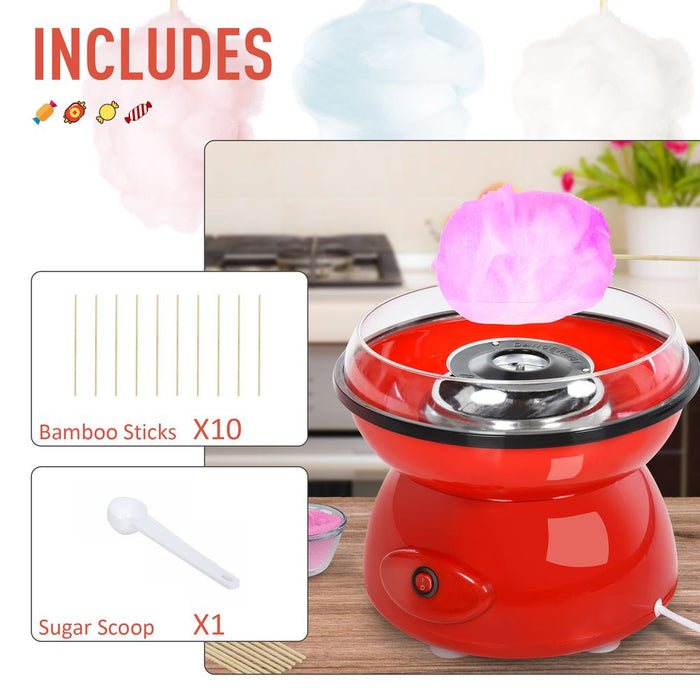 450W Non-Stick Stainless Steel Candyfloss Machine Red