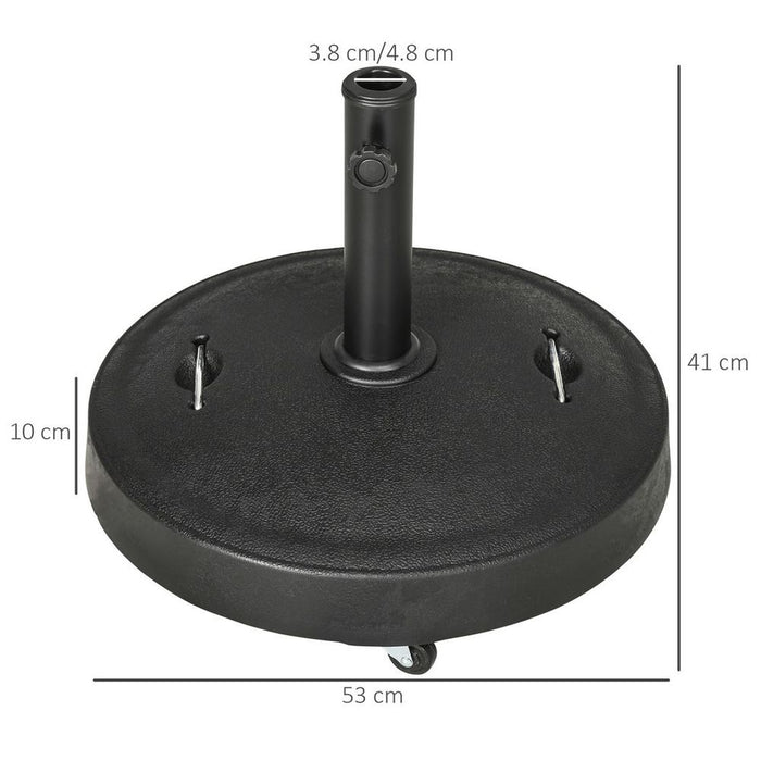 Premium Outsunny 23.5kg Resin Garden Parasol Base for 38mm-48mm Poles - Easy Mobility