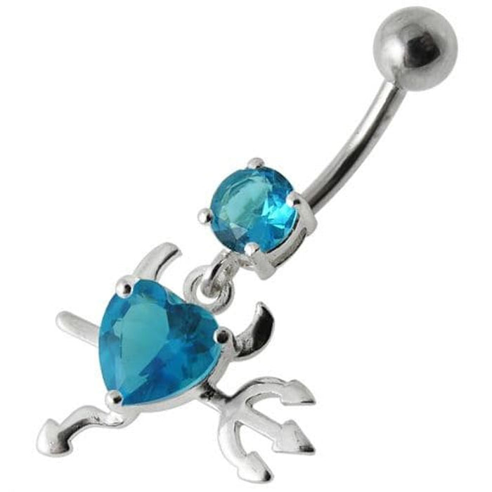 Jeweled Devil heart Dangling Belly Ring