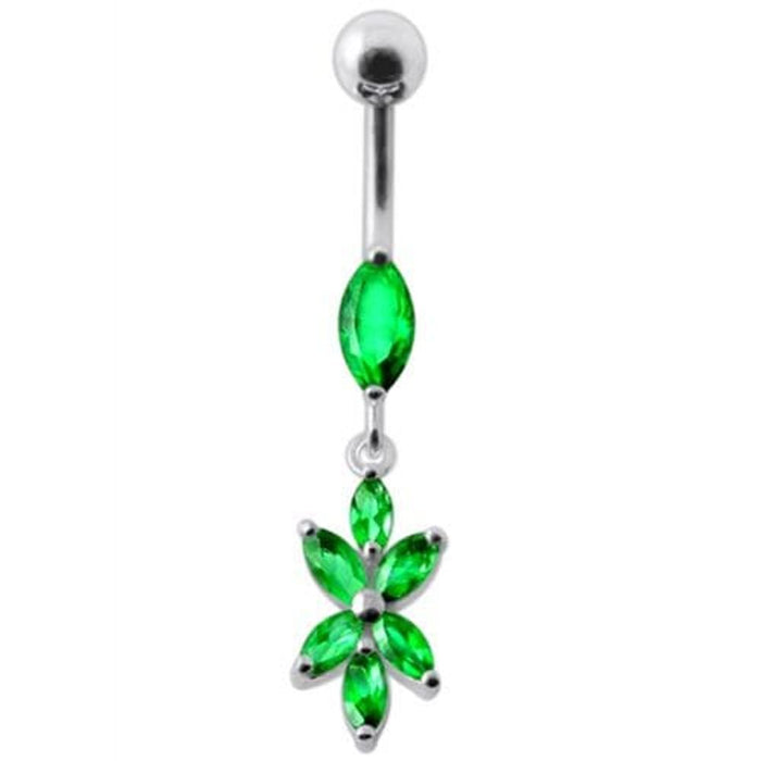 Fancy Flower Dangling Navel Ring Body Jewelry