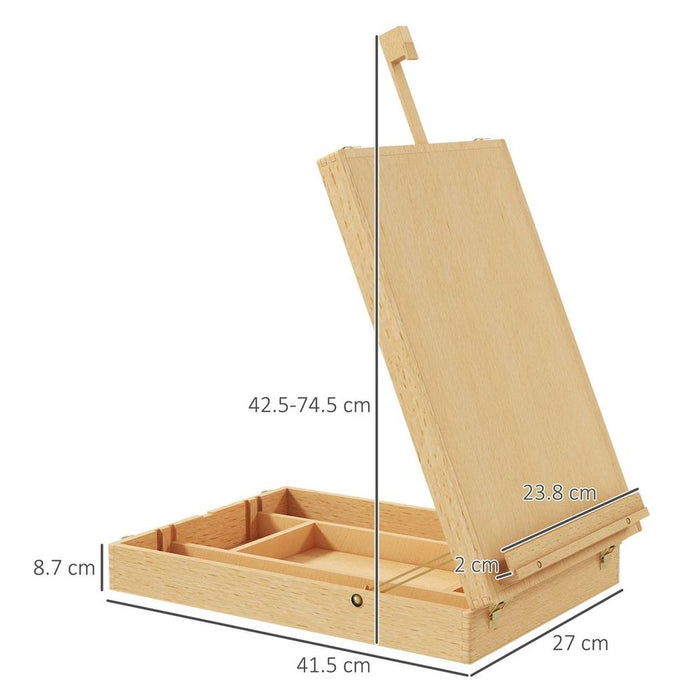 Vinsetto Table Easel Box for Artists - Canvas up to 61cm, Adjustable Sketch Board, Storage Compartments