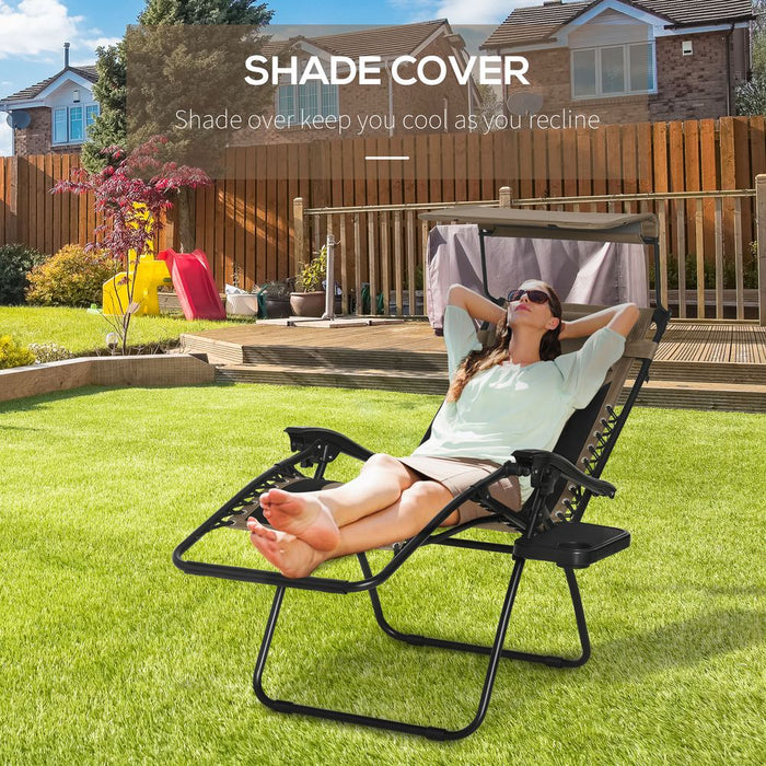 Ultimate Relaxation: Zero Gravity Lounger Chair, Reclining Patio Chair w/ Shade Cover - Brown