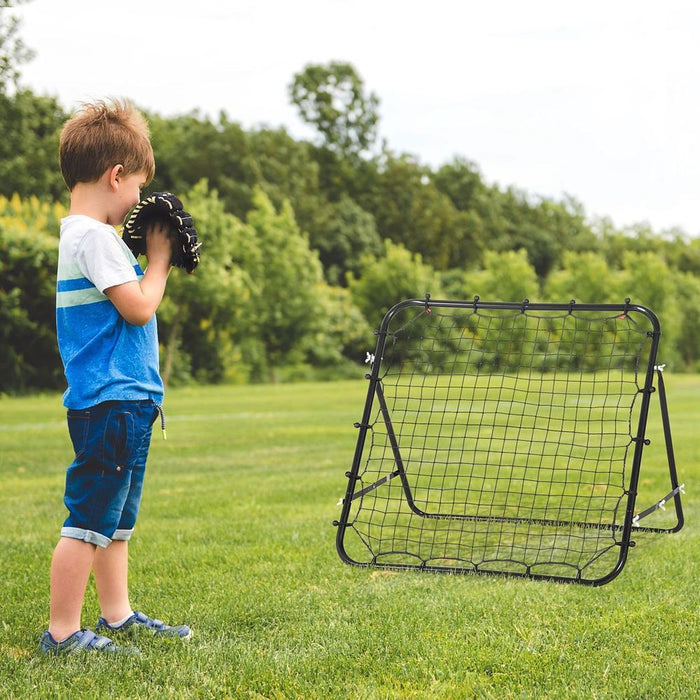 HOMCOM Rebounder Net Goal for Kids Adults Baseball Football Training Black