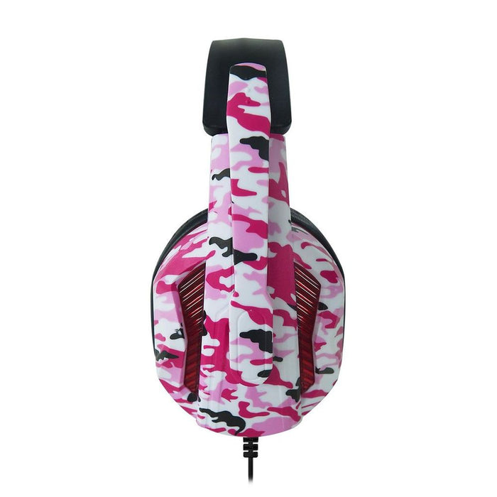 Vybe Camo Gaming Headset for PS, Xbox & PC with AUX-in Support, Diva Pink