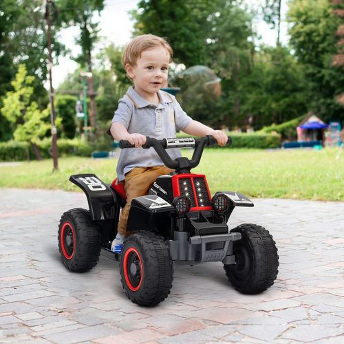 AIYAPLAY 6V Electric Quad Bike for Kids w/ Forward Backward, Black and Red