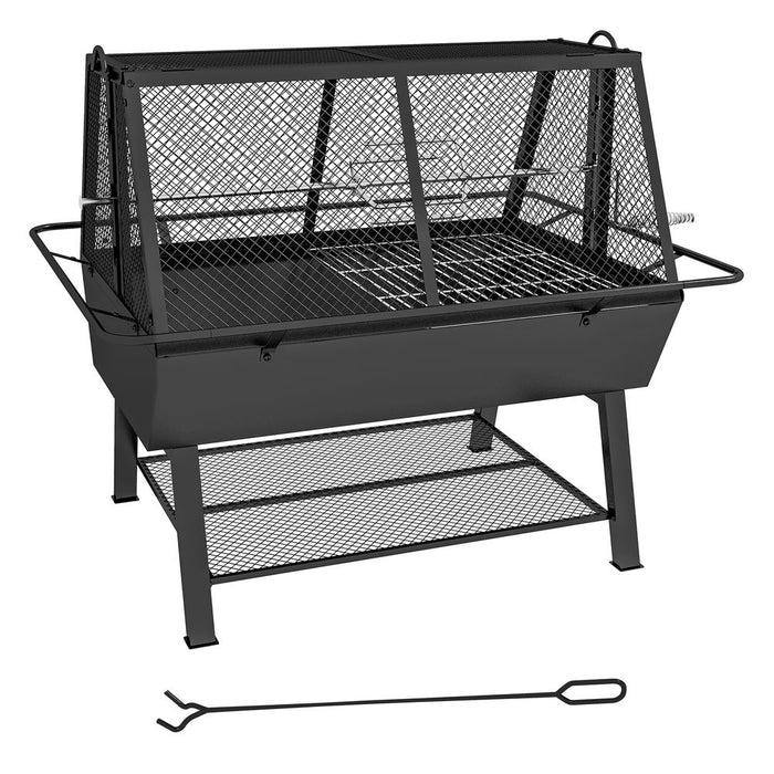 Outsunny 3-in-1 BBQ Grill Roaster Fire Pit - Perfect for Outdoor Picnics & Camping