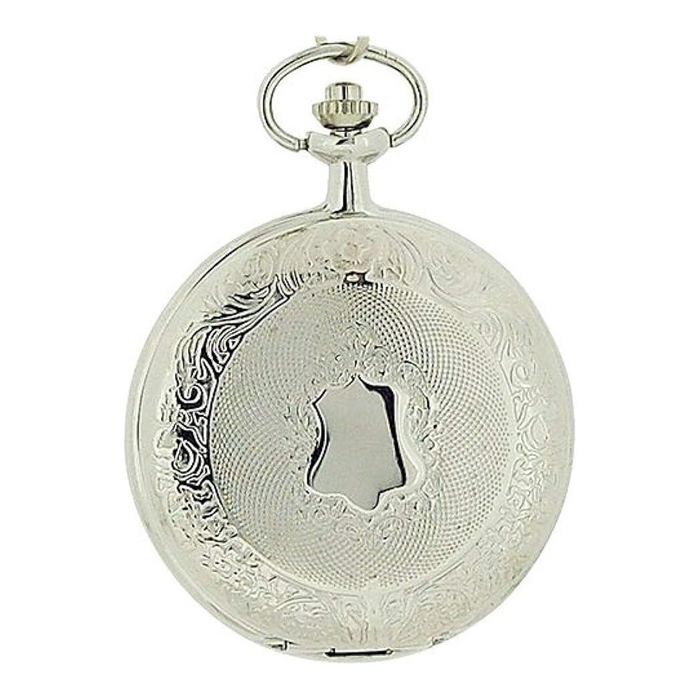 Jakob Strauss Classic Silver Tone & 12 Inch Brass Chain Pocket Watch - CLEARANCE NEEDS RE-BATTERY