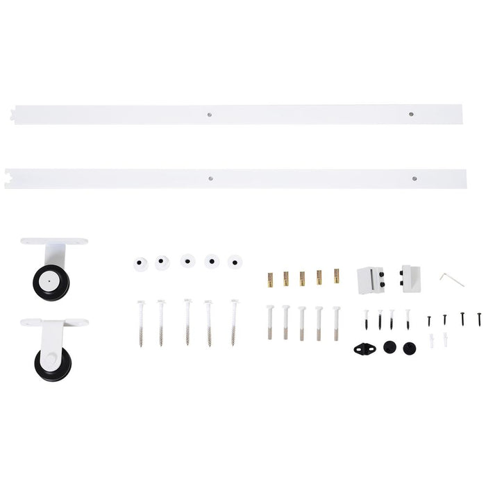 6ft Modern Carbon Steel Sliding Door Track Kit White