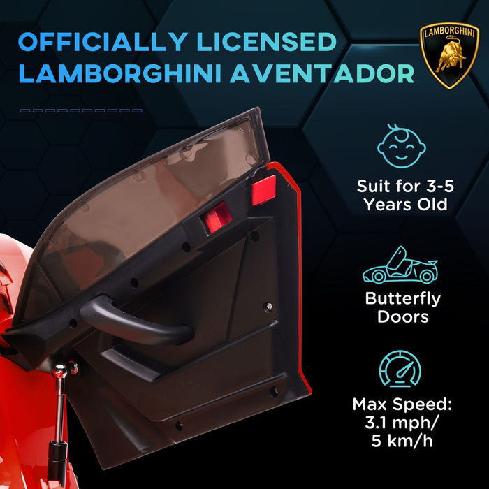 HOMCOM Lamborghini Aventador 12V Ride On Car - Red