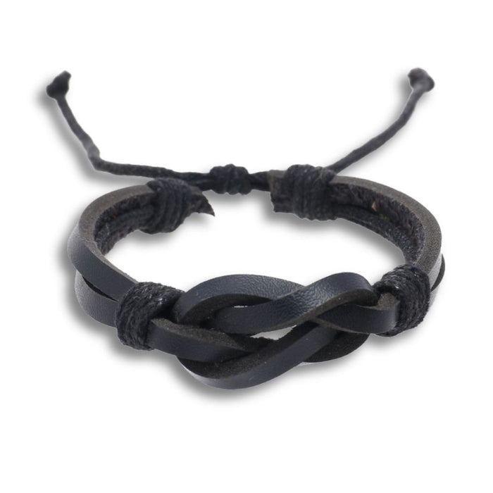 Black Leather Retro Knot Bracelet | Ideal Birthday or Christmas Gift