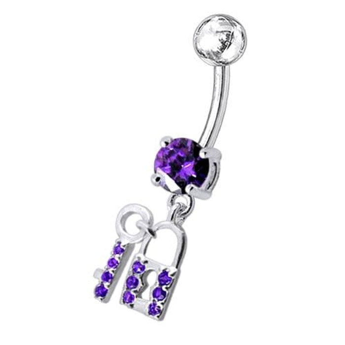 Fancy Jewelled "Lock & Key" Dangling Belly Ring