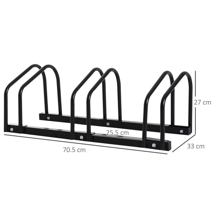 HOMCOM Bike Stand Parking Rack Floor or Wall Mount Bicycle Cycle Storage Locking Stand (3 Racks, Black)