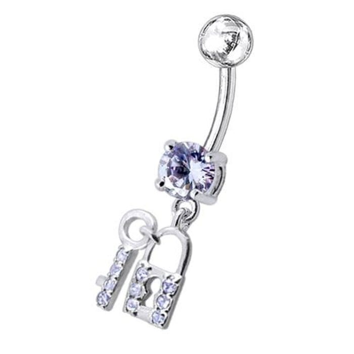 Fancy Jewelled "Lock & Key" Dangling Belly Ring