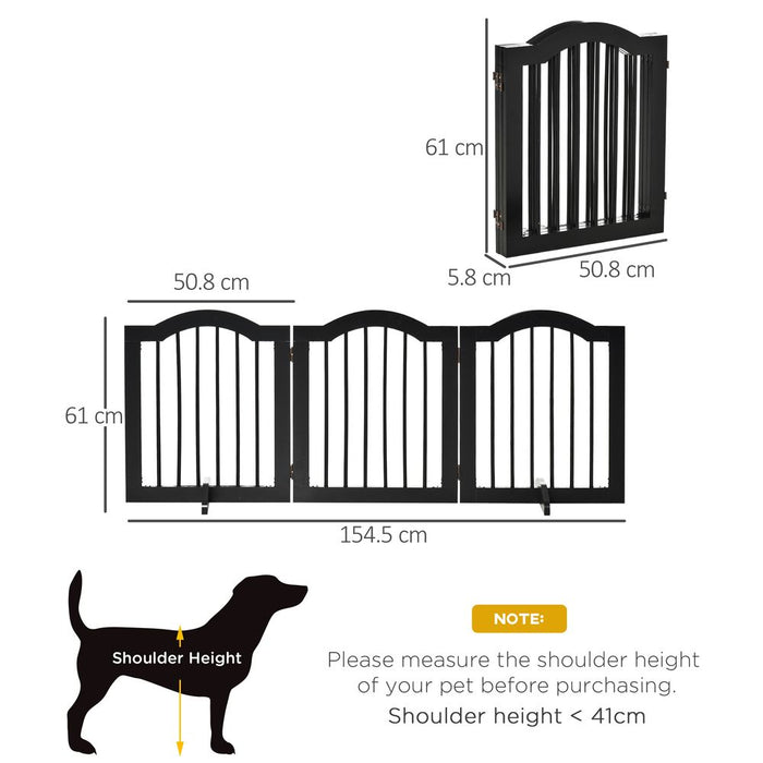 Premium Foldable Wood Dog Gate - Sturdy Panels, Support Feet, Safety Barrier - Black