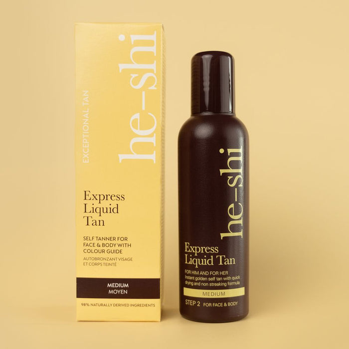 He-Shi Express Liquid Instant Self Tan 300ml - Medium Tan Quick Dry Supersize