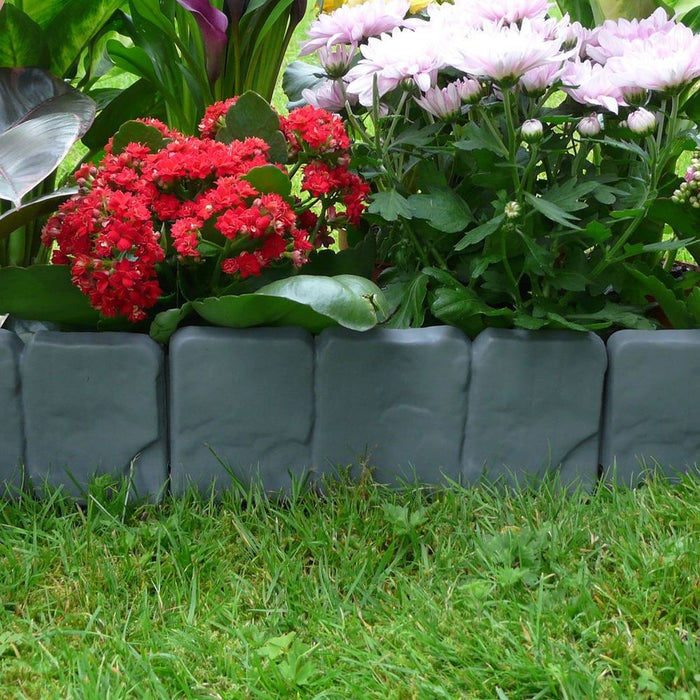 Durable Stone Effect Lawn Edging - Grey - Pack of 20 | Pukkr