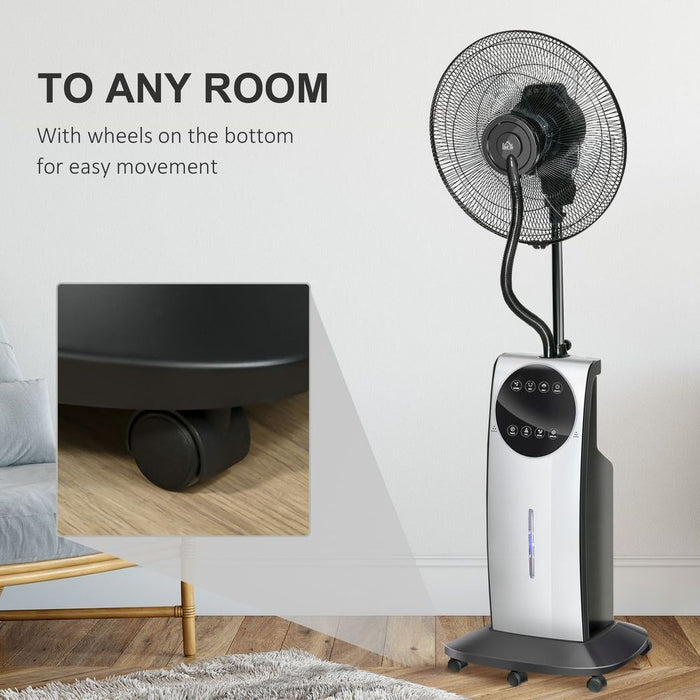 MistSpray Standing Fan, 3.1L Water Tank, Auto Humidity, Black - Top Quality!