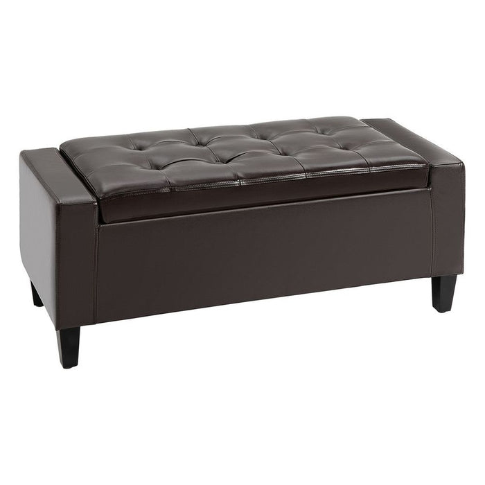 Deluxe PU Leather Storage Ottoman Bench Footrest Stool Large Storage Space