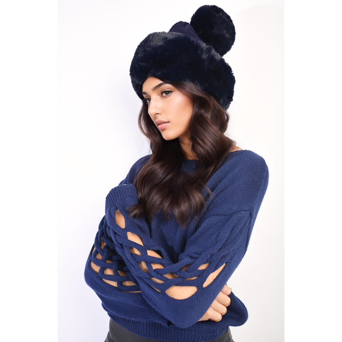 Faux Fur Knitted Winter Hat