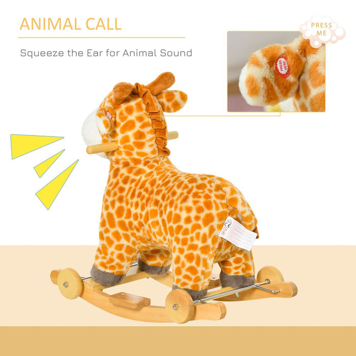 2-in-1 Kids Plush Rocking Gliding Horse Giraffe - High-Quality, Modern, Fun Ride-On Toy