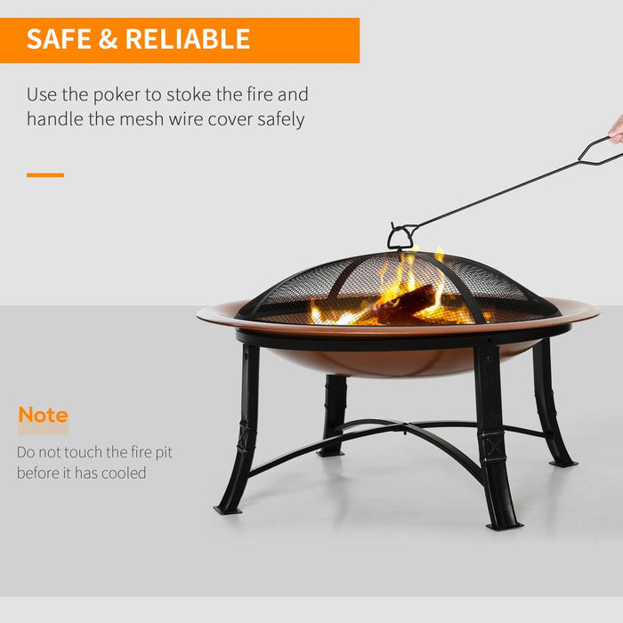 Premium Outdoor Fire Pit Bowl - Steel Construction with Spark Screen Cover - Perfect for Backyards