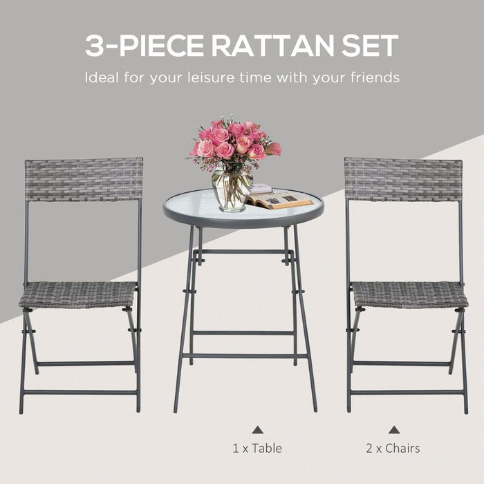 High-quality Foldable 3-Piece Patio Wicker Bistro Set - Outdoor Chair Set by Outsunny