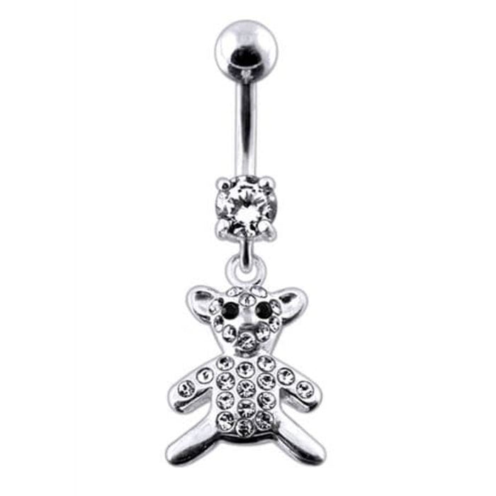 Fancy Jeweled Teddy Bear Dangling Belly Ring