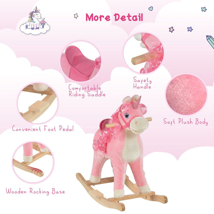 Interactive Rocking Unicorn Ride-On Horse with Moving Mouth & Tail Sounds 36-72 Mnths