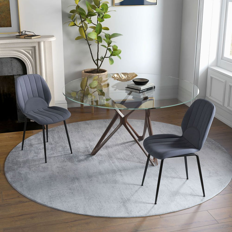 HOMCOM Modern Dining Chairs Set of 2 with Padded Seat and Steel Legs, Dark Grey