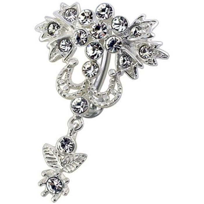 Fancy Crown Shape Dangling Belly Ring Navel Button