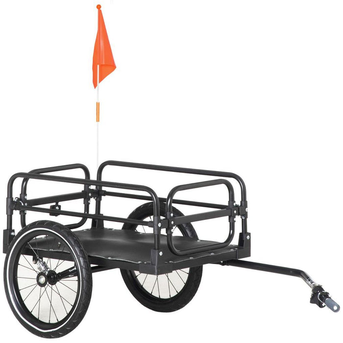 Premium HOMCOM Bike Trailer Wagon with Suspension, 2 Wheels - Durable, Foldable, Black