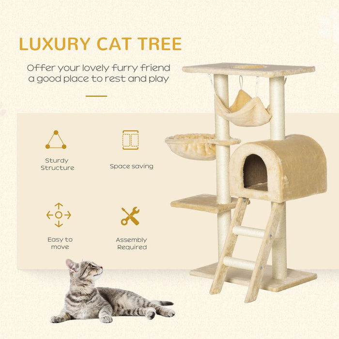 Premium Cat Tree - Sisal Scratching Post, Plush Hammock, Cozy House - Pawhut