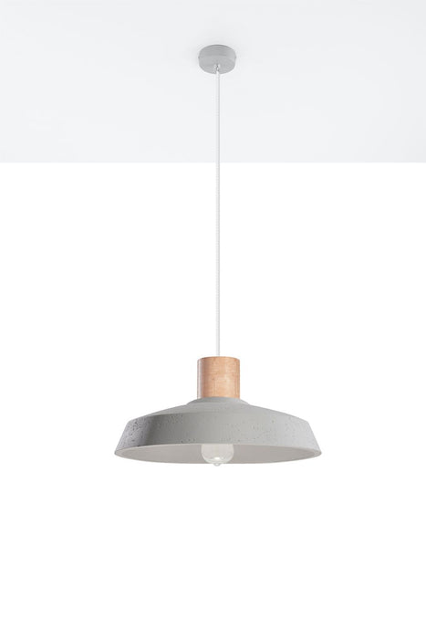 Sleek Afra Concrete/Wood Pendant Lamp - Stylish LED E27 - Modern Loft Design