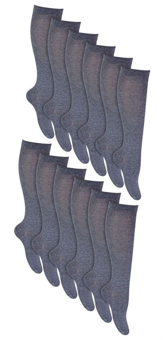 Girls 12 Pack Knee High Cotton Socks