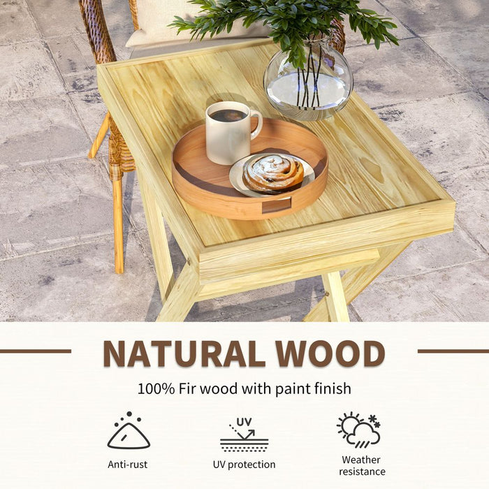 Sleek Outsunny Wooden Garden Table - 68cmx44cmx75cm, Natural: Perfect for Outdoor Spaces!