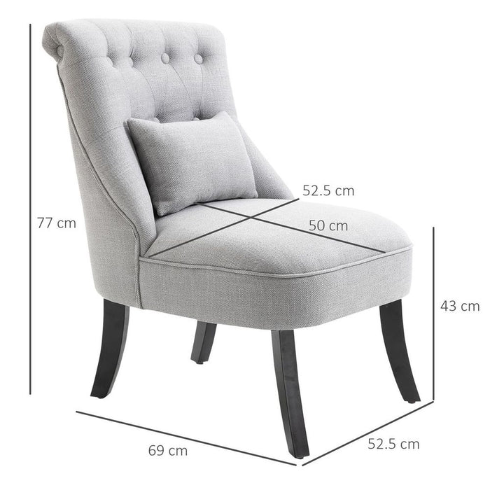 Stylish Fabric Single Sofa Chair w/ Pillow, Solid Wood Leg - Living Room, Dining, Bedroom - High Quality & Easy Assembly