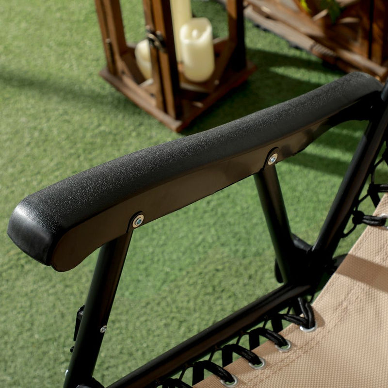 Outsunny Folding Rocking Chair - Outdoor Portable Zero Gravity - Beige
