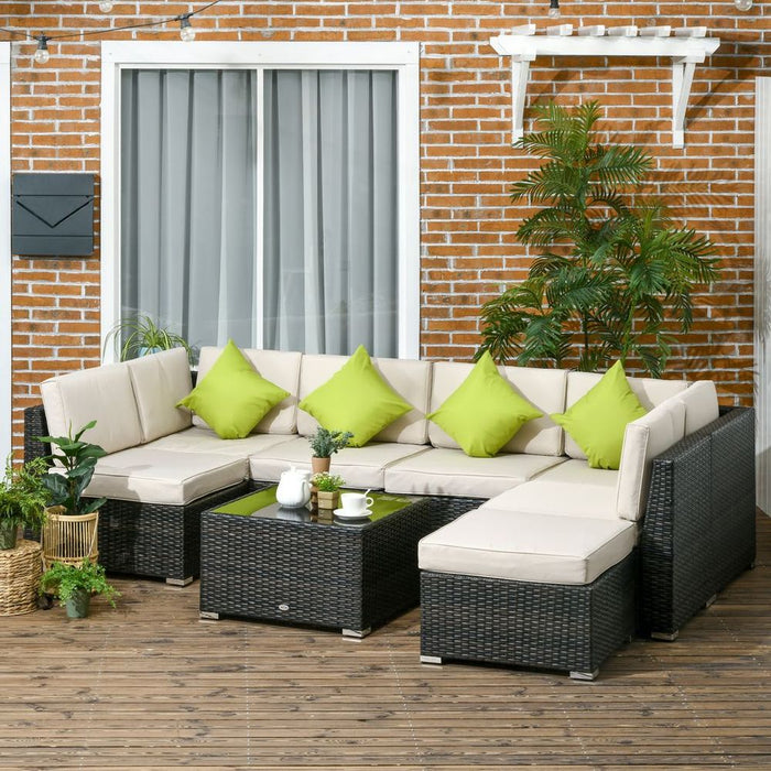 Outsunny 8Pc Patio Rattan Sofa Set - Brown | Outdoor Garden Furniture | High-Quality & Stylish