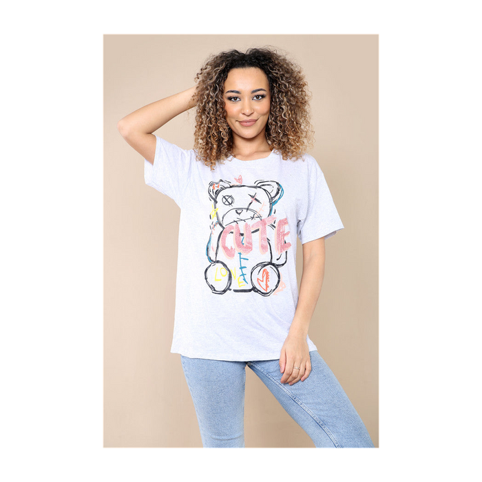 Ladies Cute Printed Short Sleeves T Shirt Top