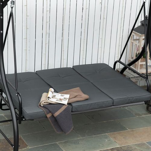3 Seater Canopy Swing Chair Porch Hammock Bed Rocking Bench Dark Grey