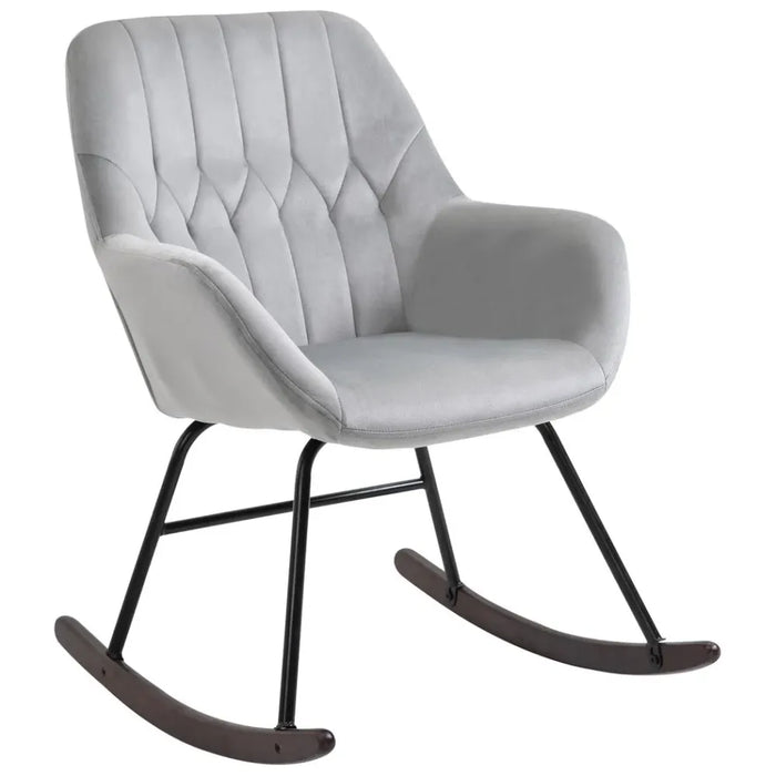 Modern Rocking Chair with Steel Frame Sponge Padding for Home Office Grey