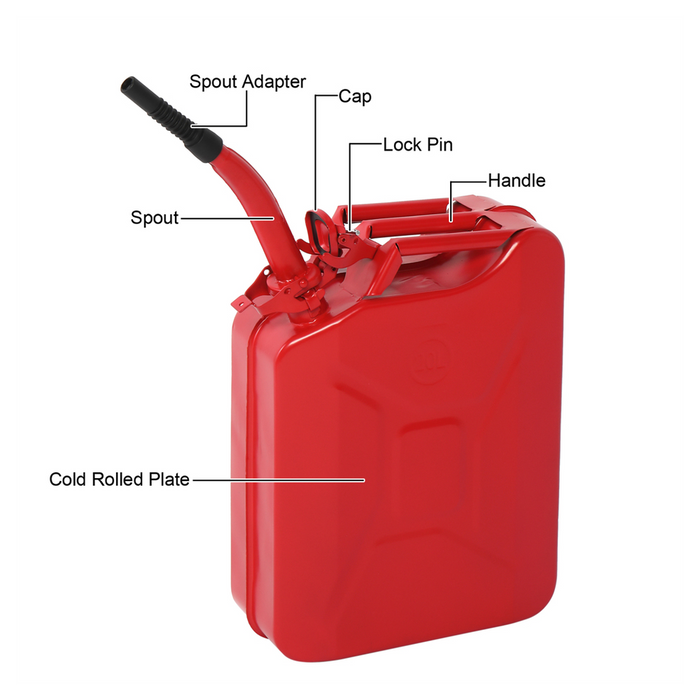 20L US Standard Cold-rolled Plate Petrol Diesel Can Gasoline Bucket with Oil Pipe Red