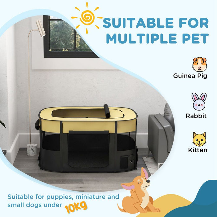 PawHut Portable Dog Pen - Puppies, Rabbits, Kittens, Guinea Pigs - Yellow