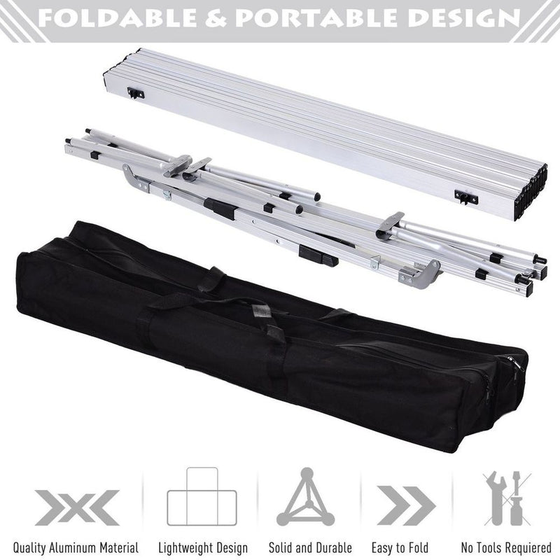 Ultimate Portable Roll-up Aluminium Folding Picnic Table - Outdoor BBQ, Party, Camping - Lightweight, Sturdy Design - Rubber leg pads - Secure Storage
