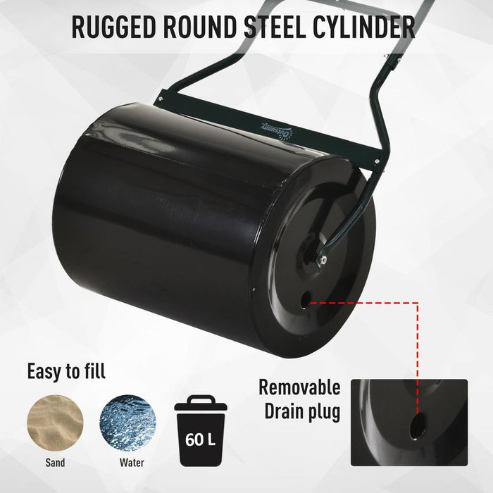 High-Quality 60L Steel Garden Roller - Easy Push & Pull - Fast & Efficient Rolling