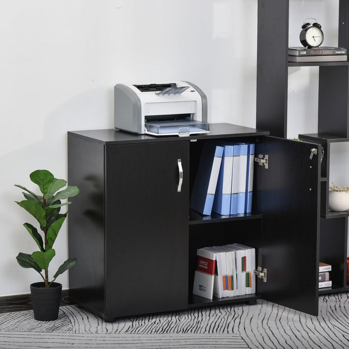 Premium 2-Tier Locking Office Cabinet - File Storage & Organisation - Black HOMCOM