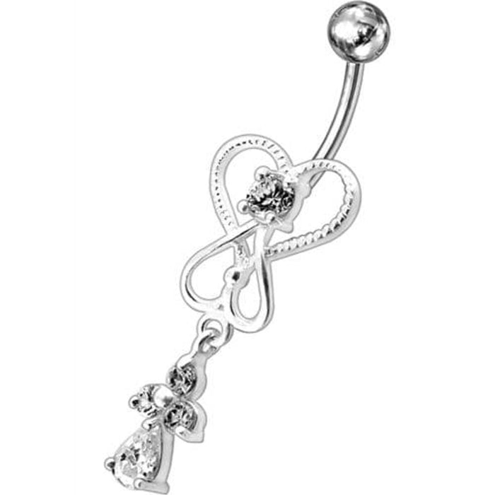 Silver Dangling Banana Bar Navel Ring