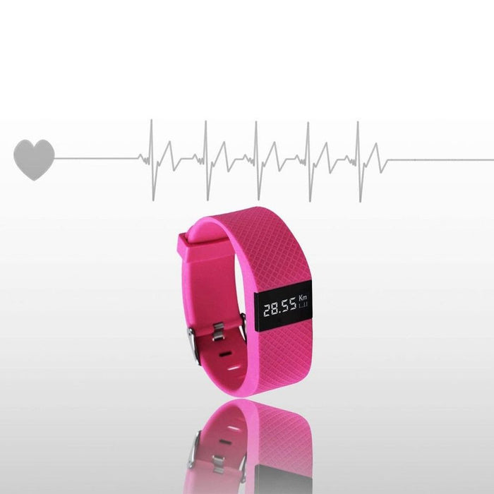 Bas-Tek Pulse Fitness Tracker Watch - Heart Rate Monitor, Pink - High Quality, Easy-to-Use - 15 day Battery Life - Bluetooth